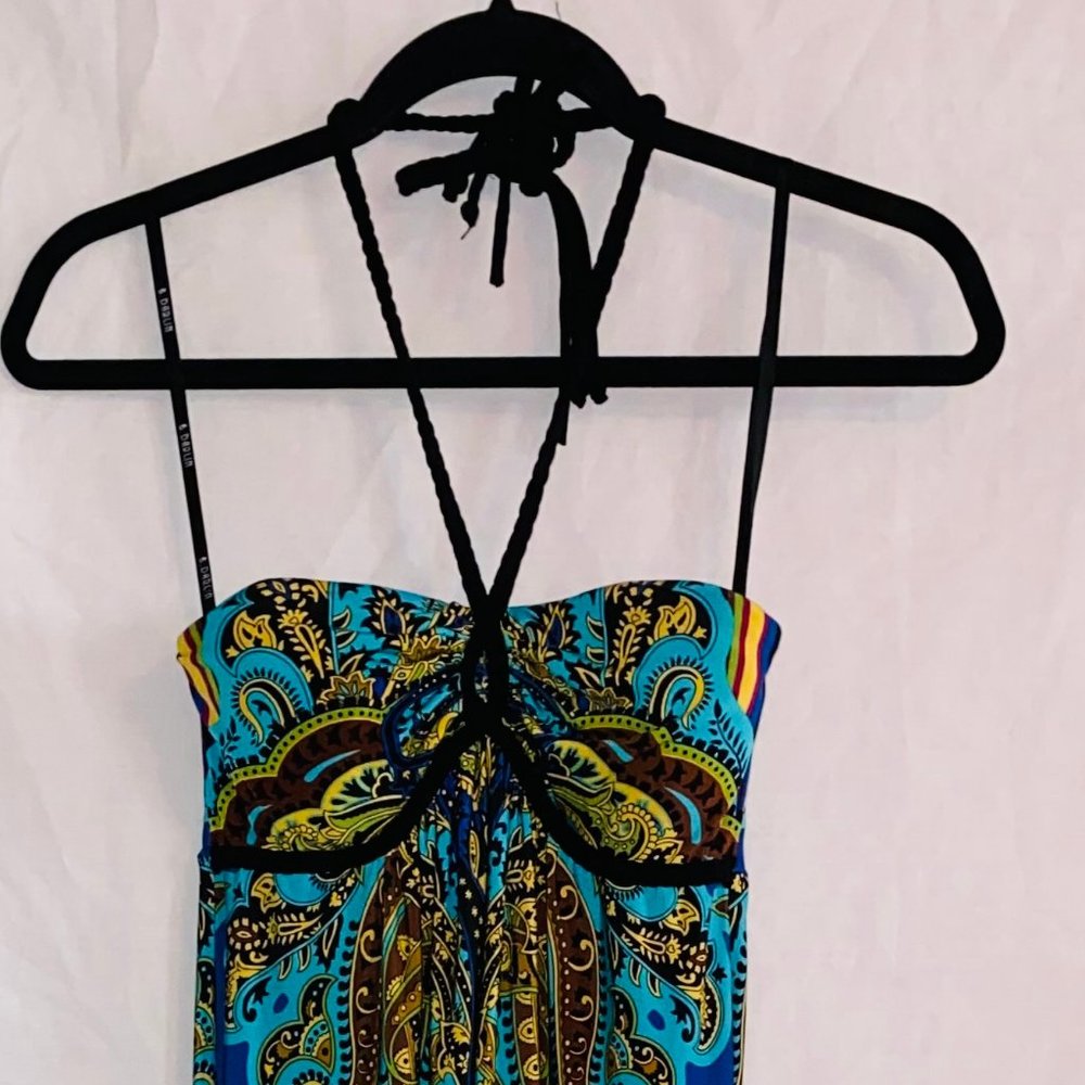 blue detailed maxi dress